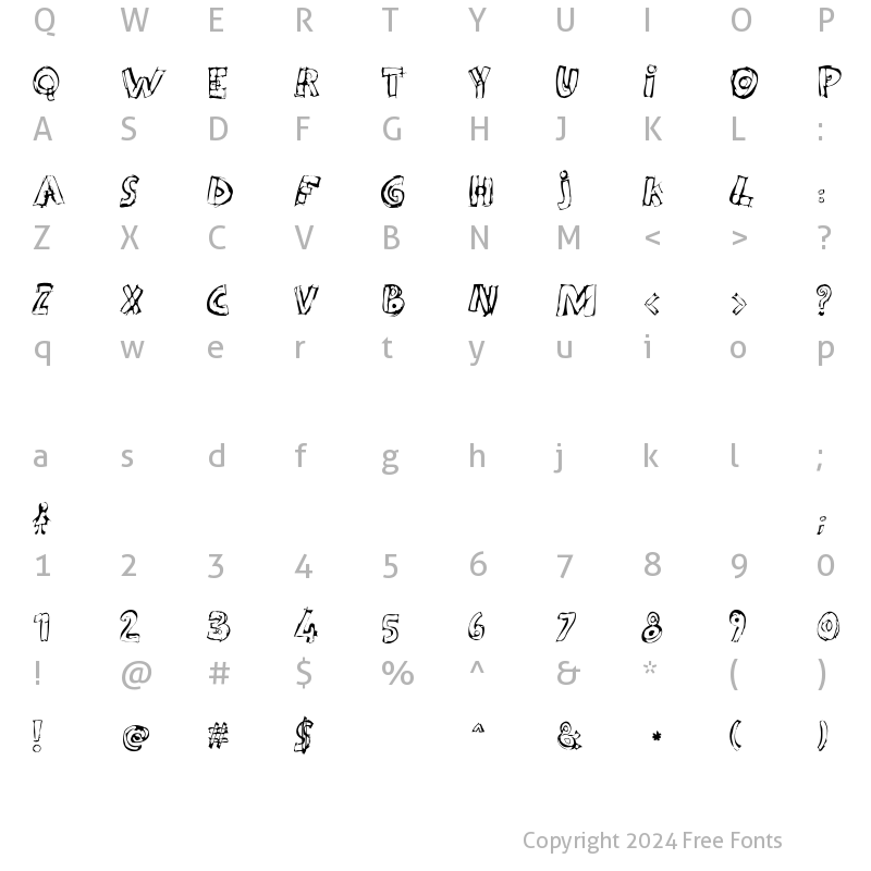 Character Map of Kidy Regular