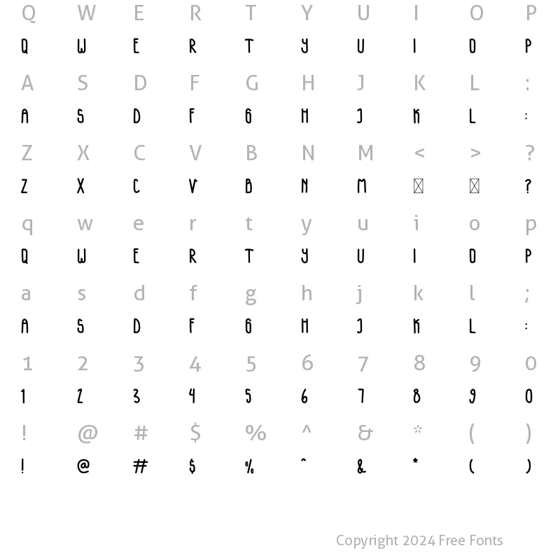 Character Map of Kidzman Regular