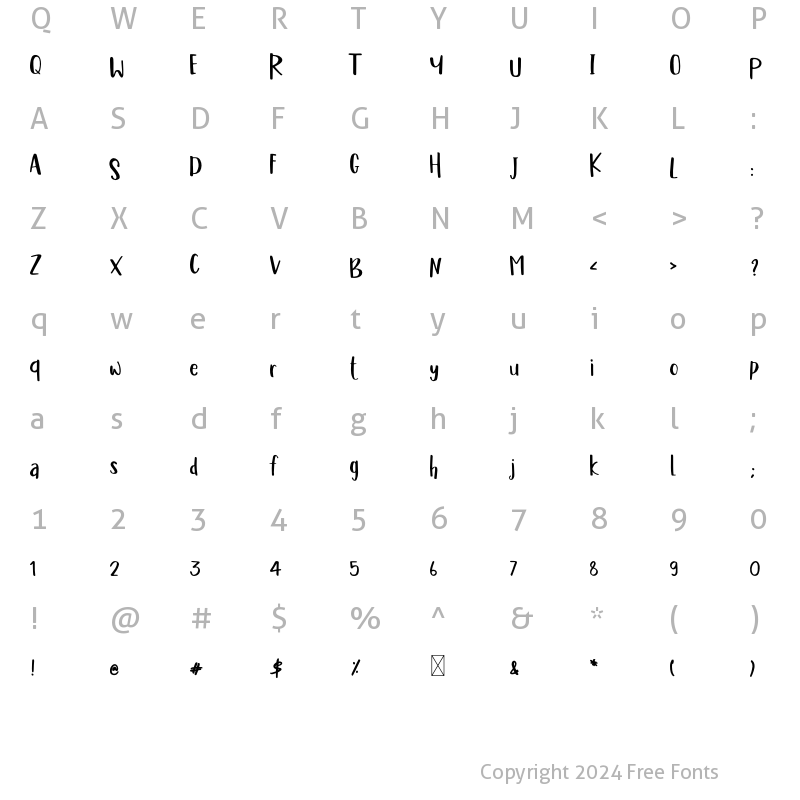 Character Map of Kidzone Regular