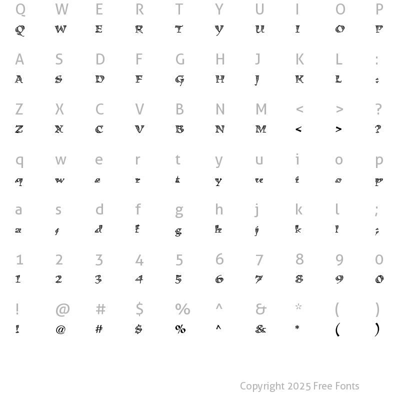 Character Map of KigaliZigZag Roman