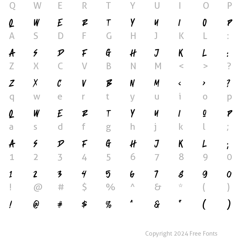 Character Map of Kilanta Display Regular