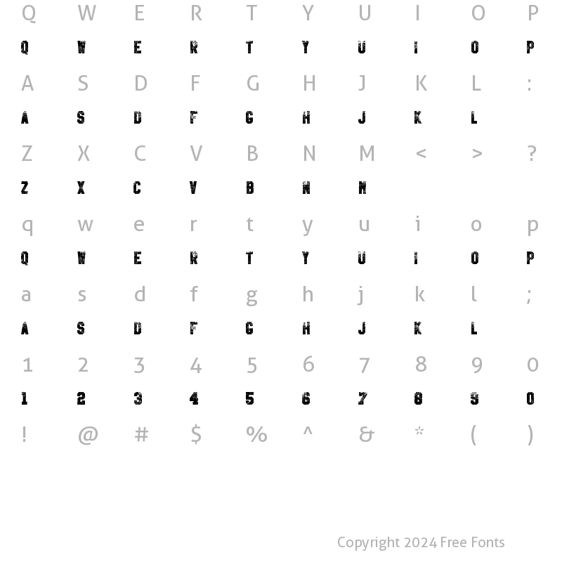 Character Map of Kill Em All Regular