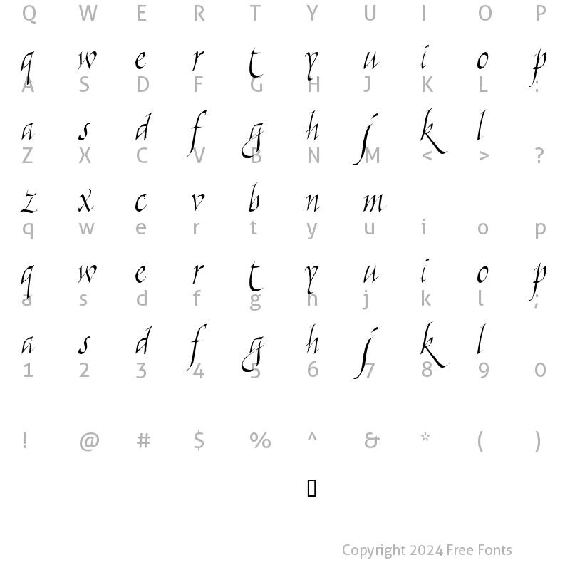 Character Map of Killigraphy Regular