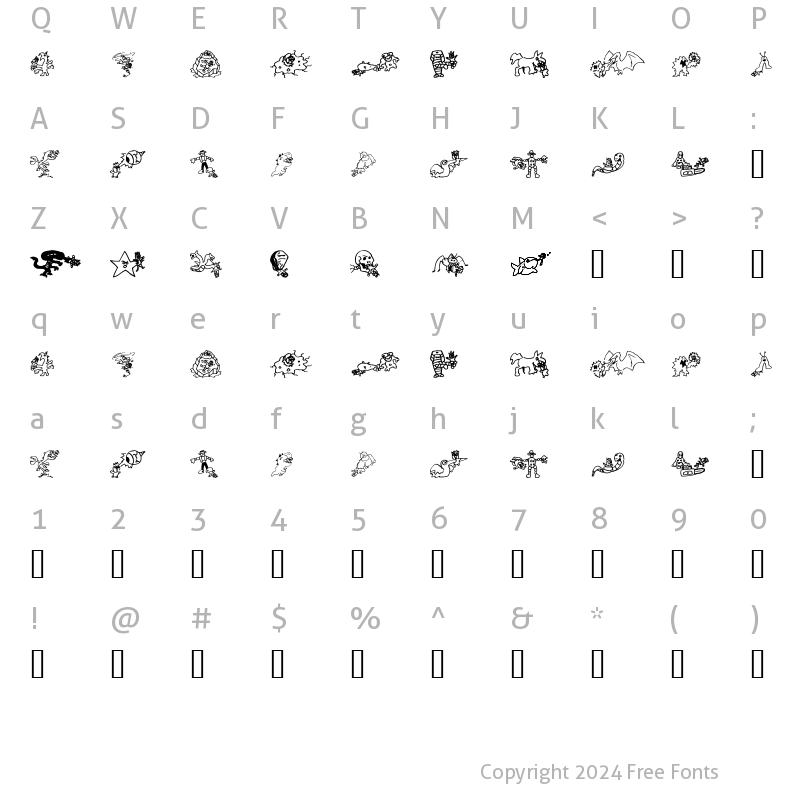 Character Map of KillMeCraig Regular