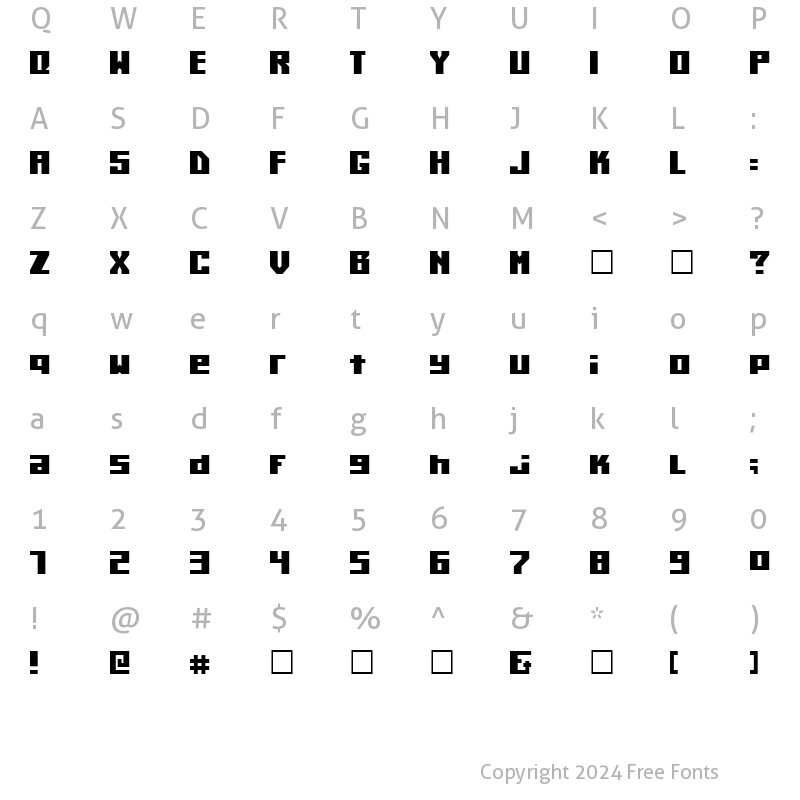 Character Map of Kiloton Condensed Normal