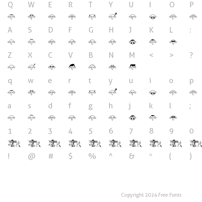 Character Map of Kilroy Was Here JL Regular