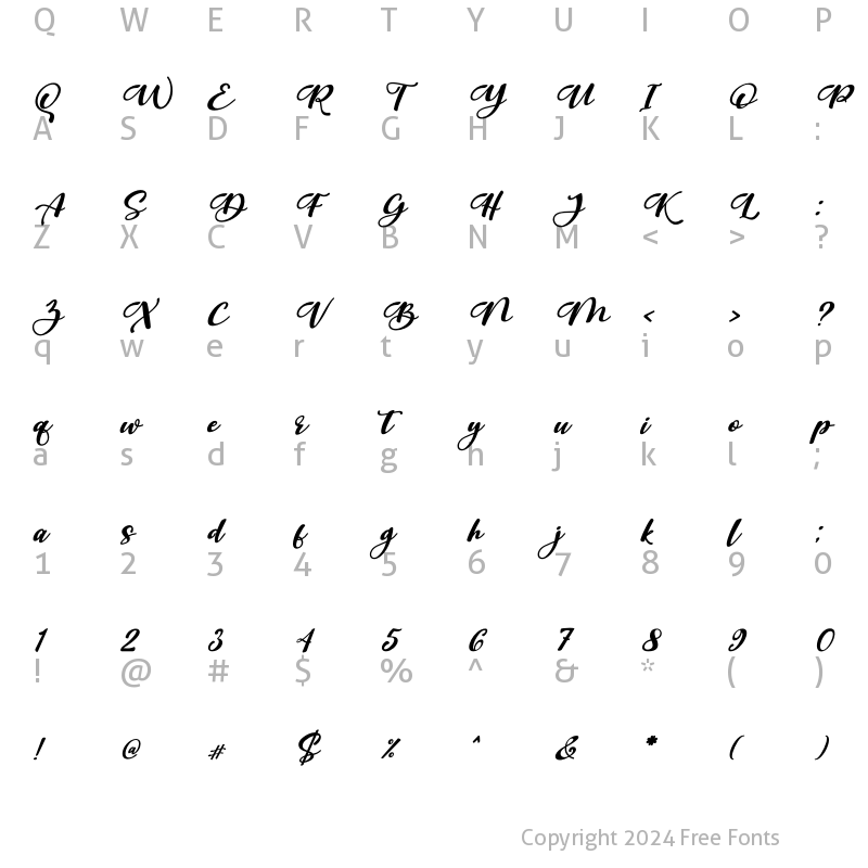 Character Map of Kimilove Italic