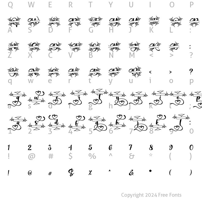 Character Map of Kimilove Monogram Regular