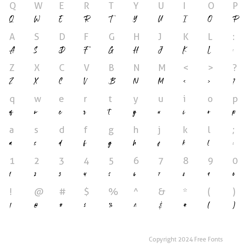 Character Map of Kindbold Bold Regular