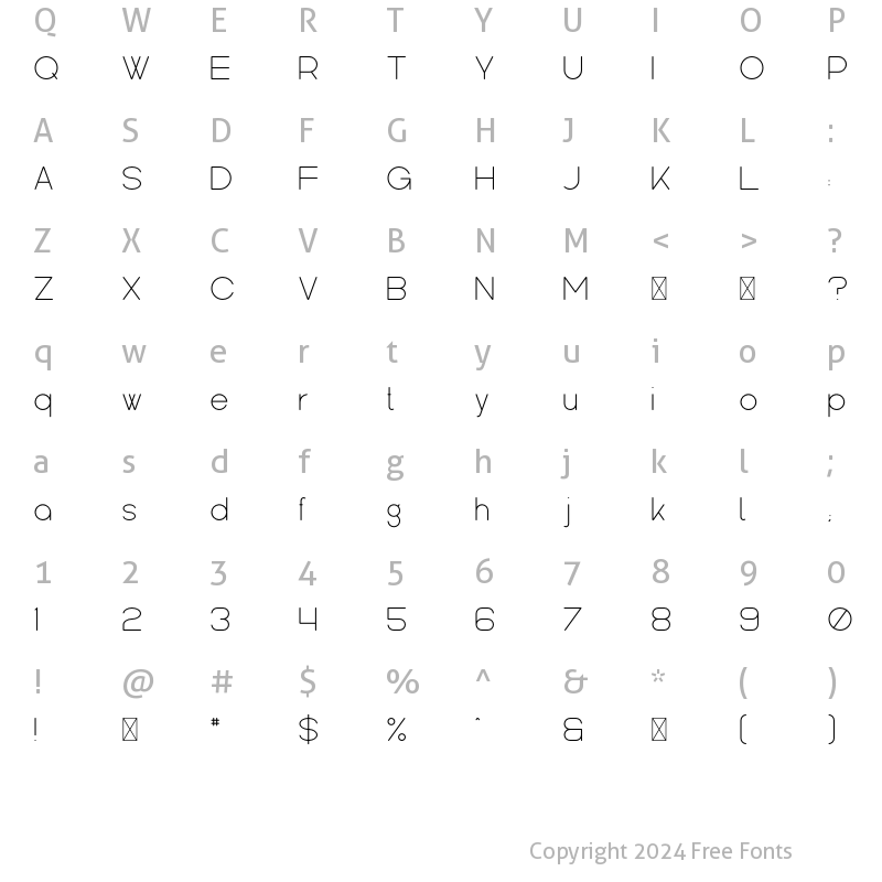 Character Map of Kindel Rounded Light