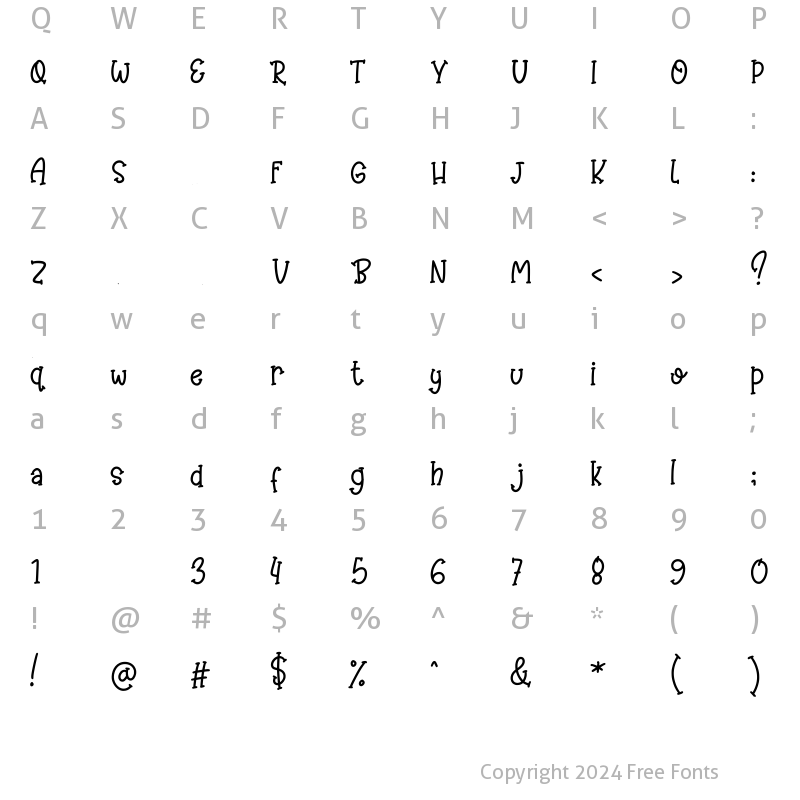 Character Map of Kinder Games Regular