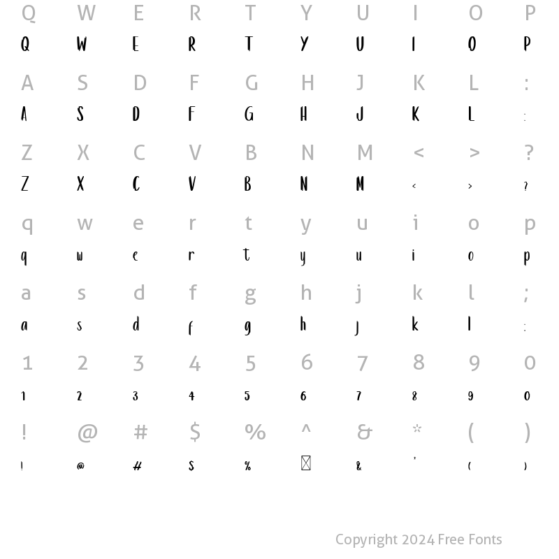 Character Map of Kinderjoe Regular