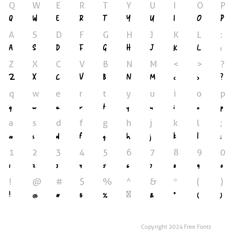 Character Map of Kinethick Regular