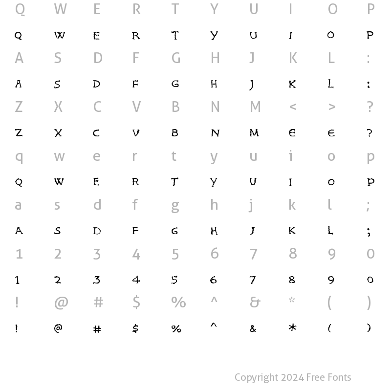 Character Map of King Harold Regular