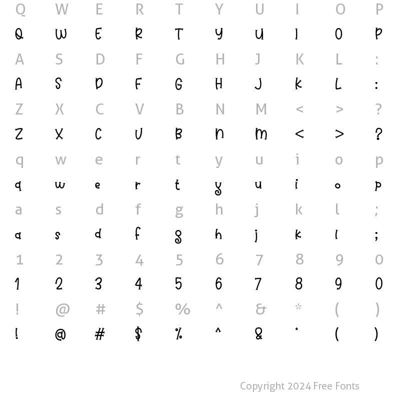 Character Map of Kingandy Regular