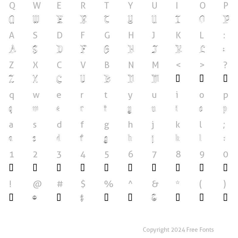 Character Map of KingdomOutline Regular