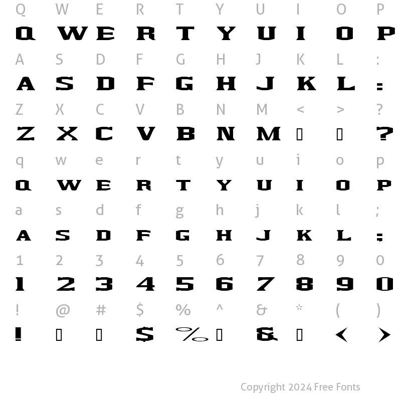 Character Map of KingfreshCondensed Regular