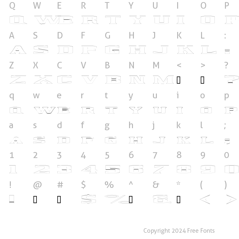 Character Map of KingfreshOutline Regular