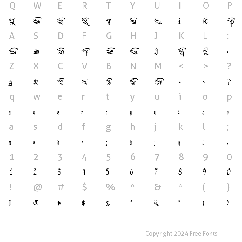 Character Map of Kingroad Regular