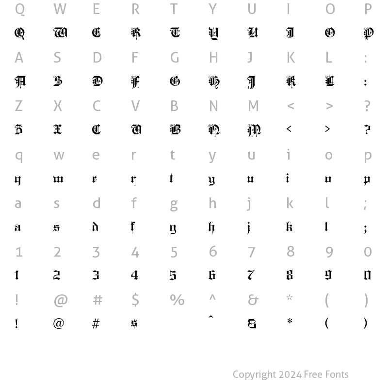 Character Map of KingsCross Regular