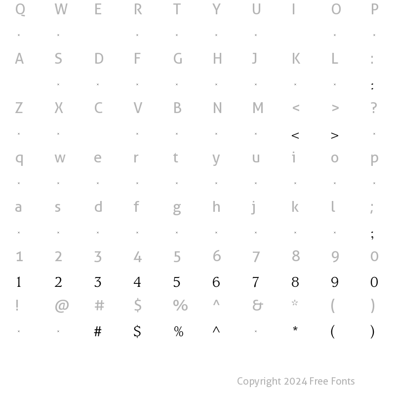 Character Map of KingsrowLightTab Regular