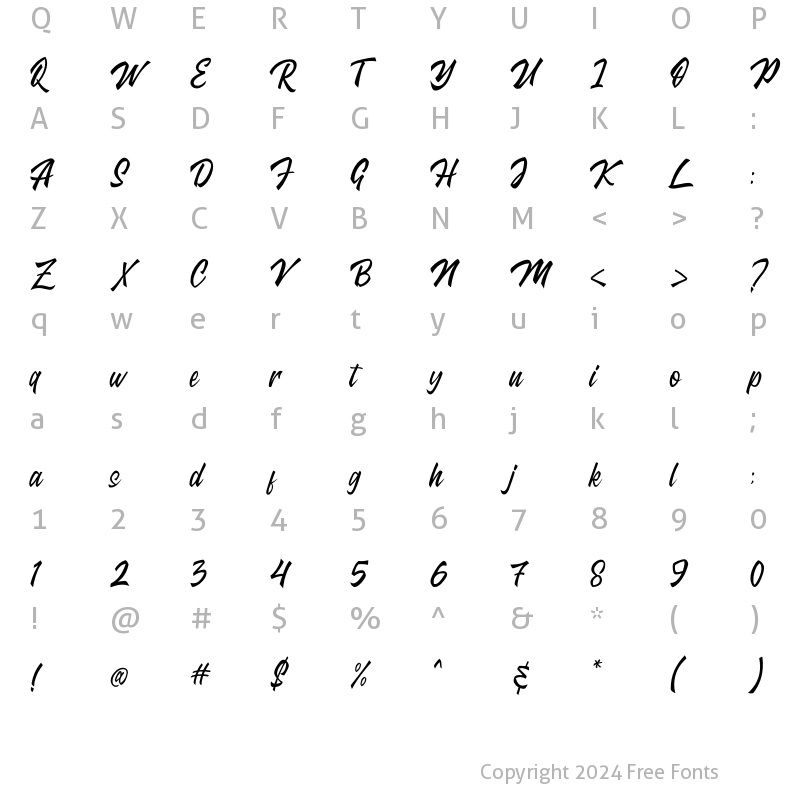 Character Map of Kingstand Regular