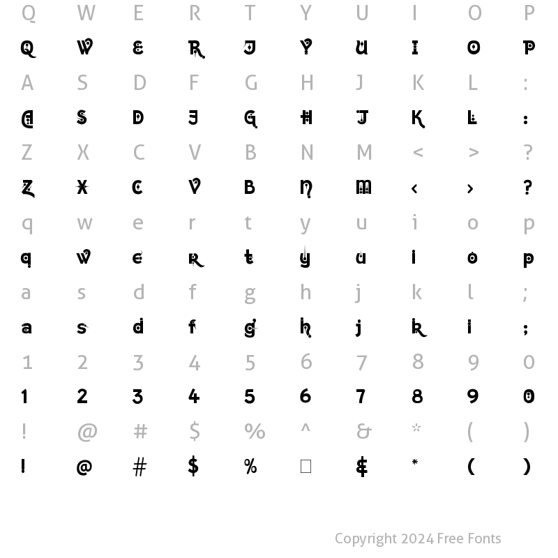 Character Map of Kingthings Chimaera Regular