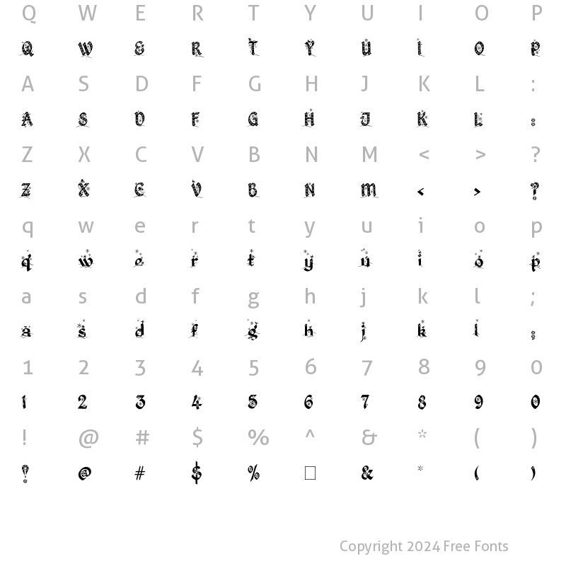 Character Map of Kingthings Christmas Regular