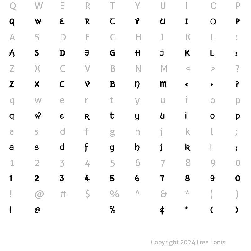 Character Map of Kingthings Hand Light Regular