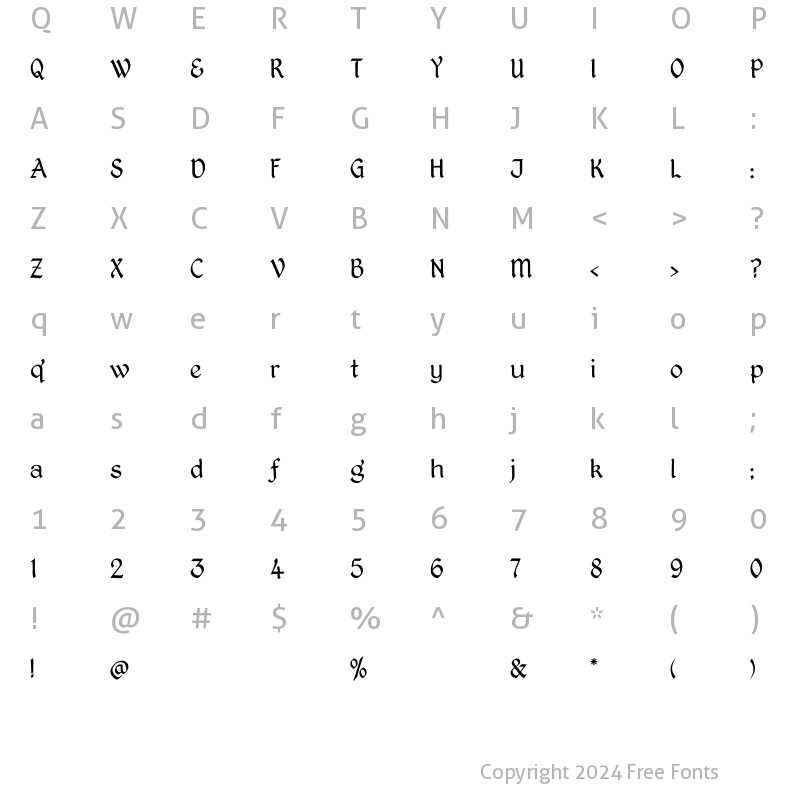 Character Map of Kingthings Petrock Light Regular