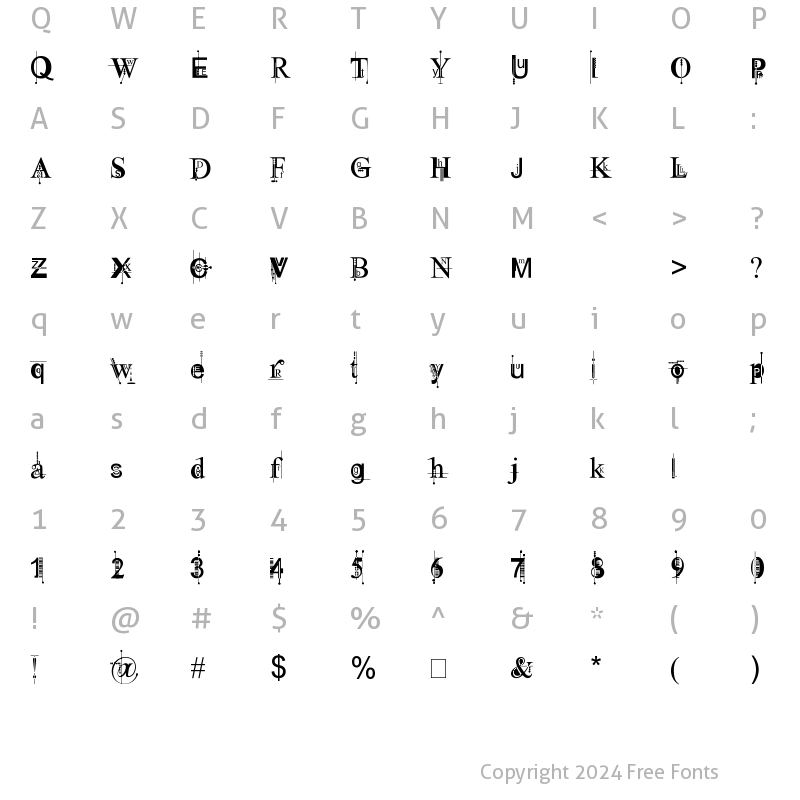 Character Map of Kingthings Pique'n'meex Regular