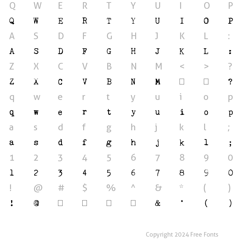 Character Map of Kingthings Trypewriter Regular