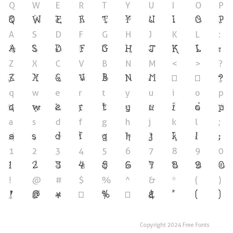 Character Map of Kingthings Whizzbang regular