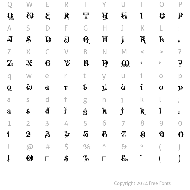 Character Map of Kingthings Willowless Regular