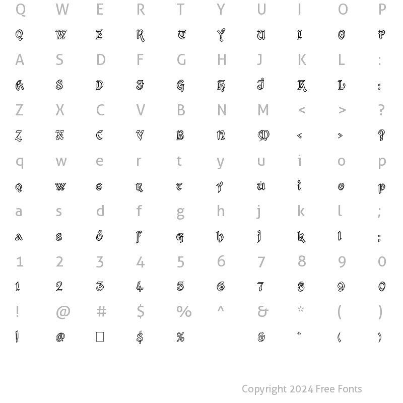 Character Map of Kingthings Xander Outline Regular