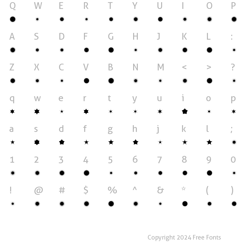 Character Map of Kinkimono2 Regular