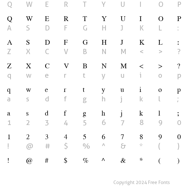 Character Map of Kinnari Medium