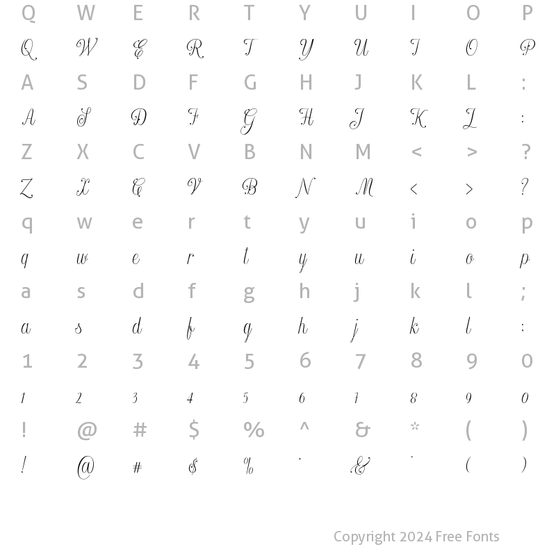 Character Map of Kintamani Script Regular