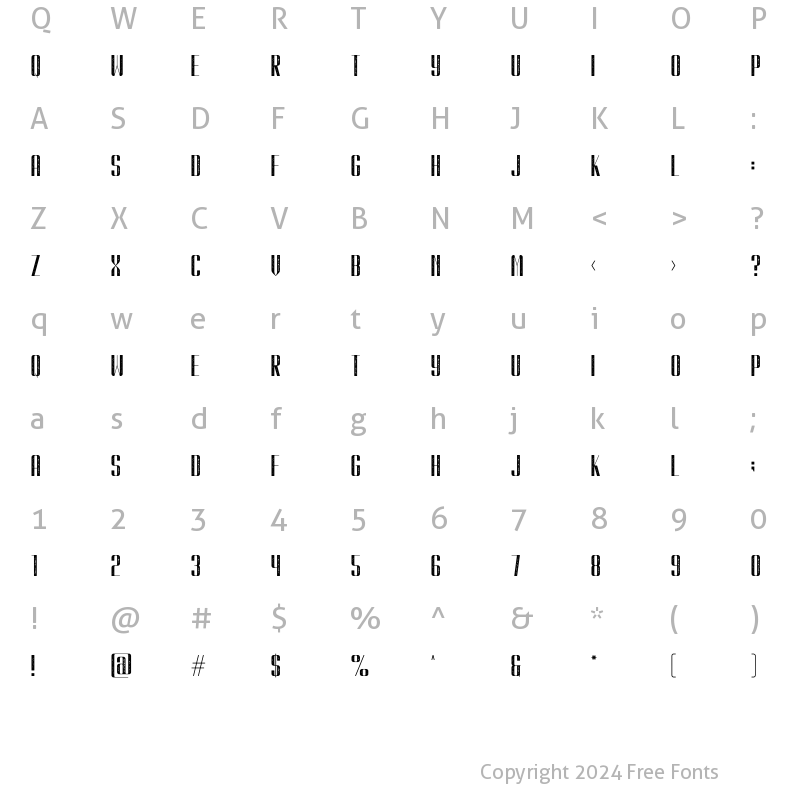 Character Map of Kionsa Stamp Condensed Regular