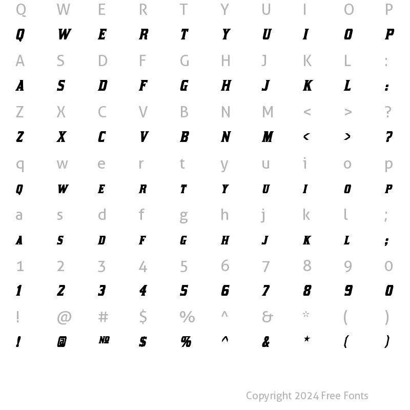 Character Map of Kirsty Bold Italic