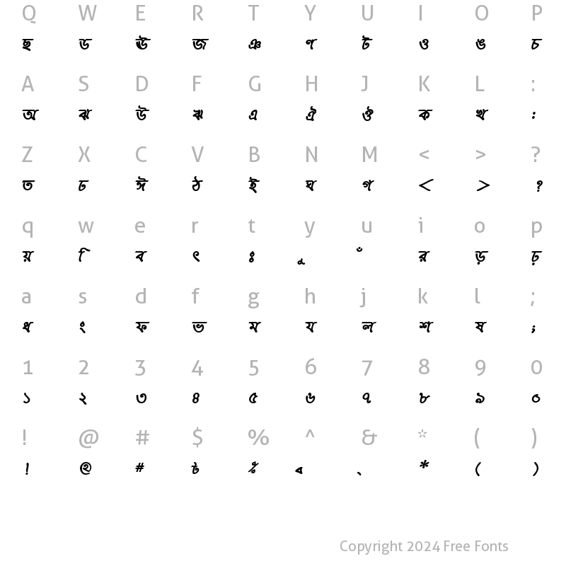 Character Map of KirtinashaMJ Bold Italic