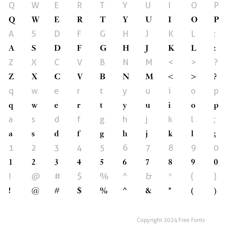 Character Map of Kis Classico Bold