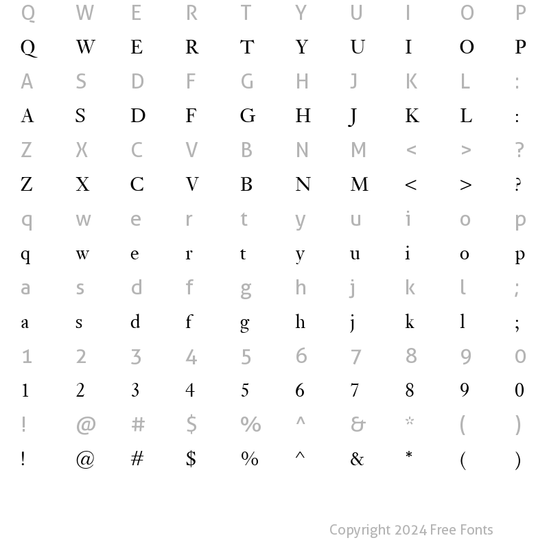 Character Map of Kis Classico Regular