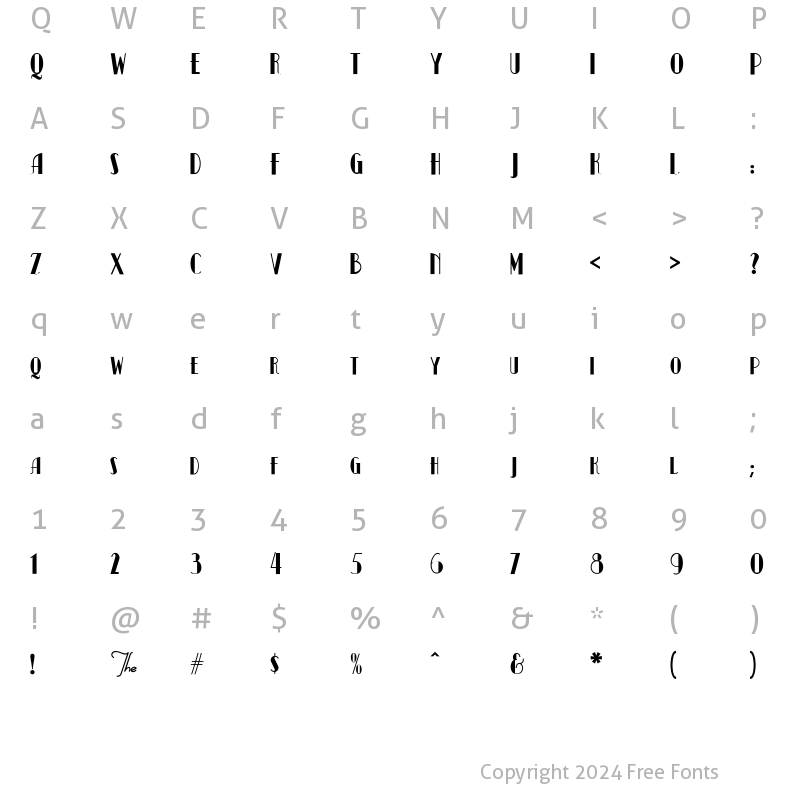 Character Map of Kismet-Normal Regular