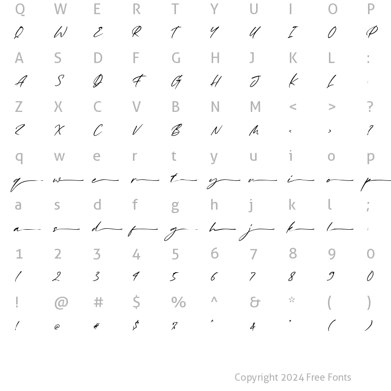 Character Map of Kiss Me alt 2 Regular