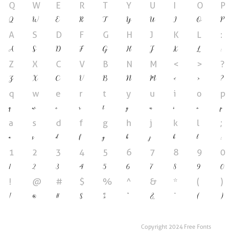 Character Map of kissita Regular