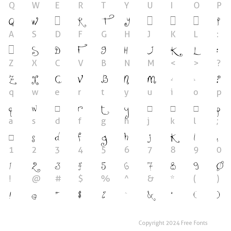 Character Map of KissMeKissMeKissMe Demo Regular