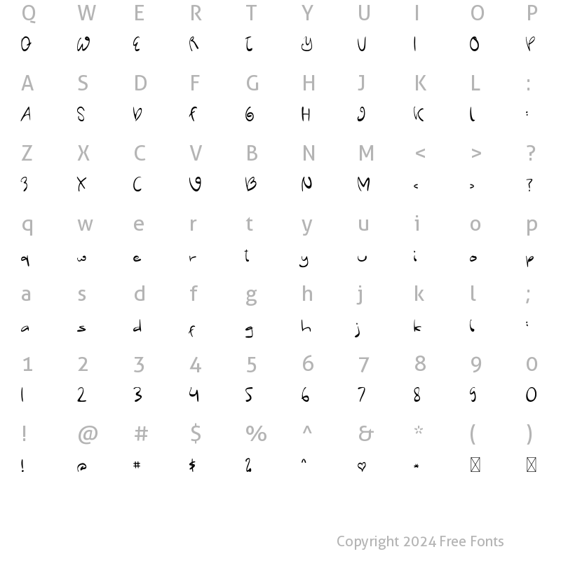 Character Map of Kitchen Bule Regular