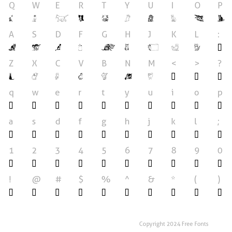 Character Map of Kitty the Cat Regular