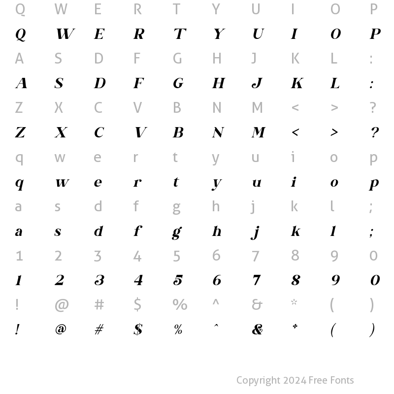 Character Map of Kivaera Italic